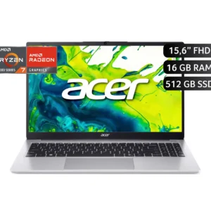 Laptop Acer A3 Ryzen 7, 16GB, 512GB, WIN11H Silver
